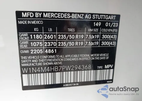 2023 Mercedes-Benz Glb 250 4Matic from USA, damaged, VIN W1N4M4HB7PW294368